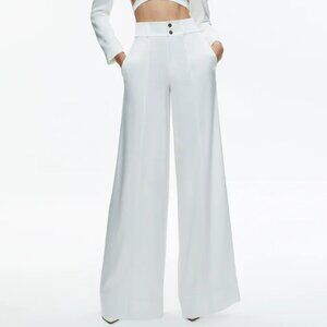 NWT Alice + Olivia Mame High Rise Wide Leg Pant Size 0 White